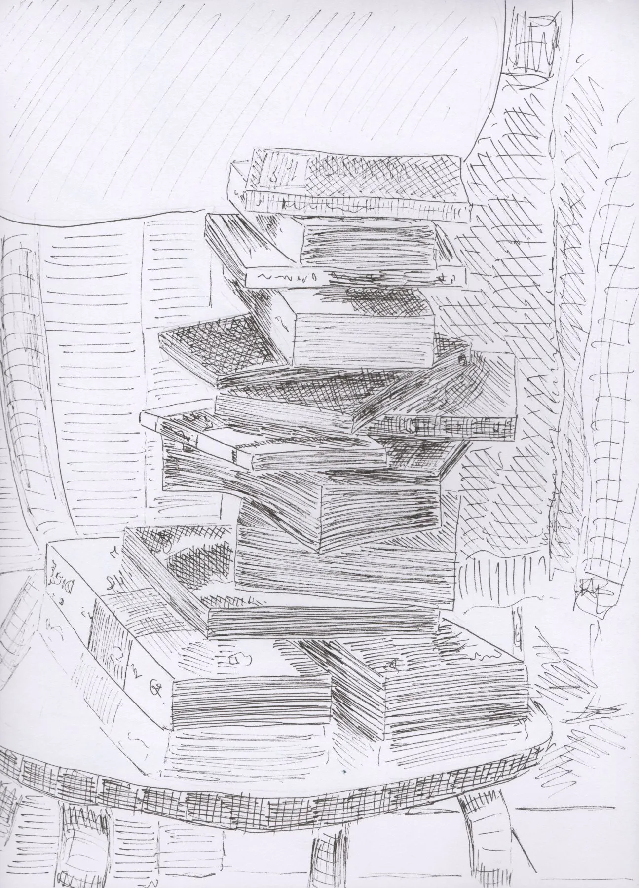 Pile de livres sur chaise en formica