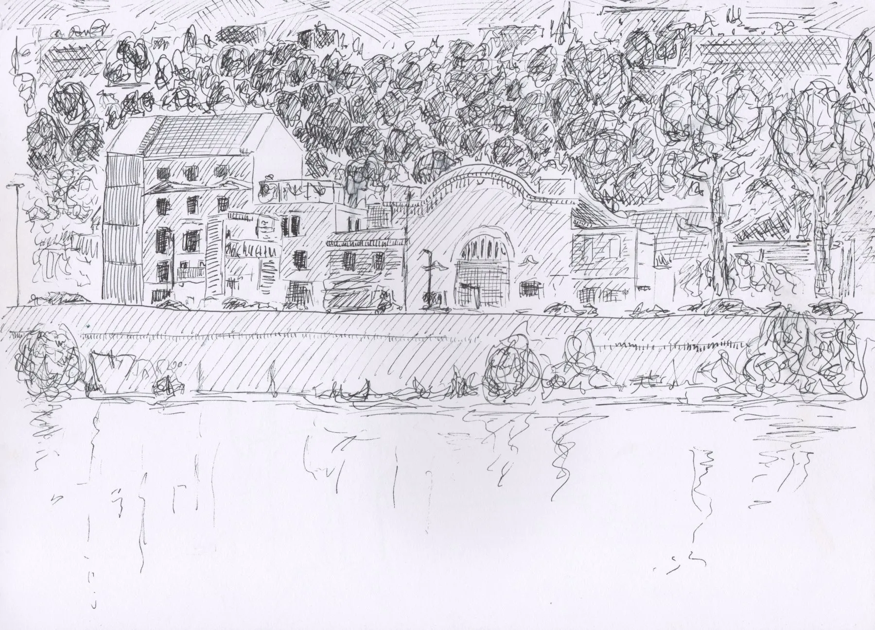 Vue sur Oullins, quai du Rhône